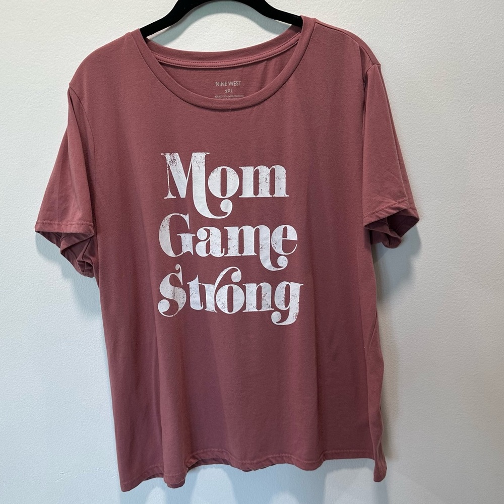 Nine West “Mom Game Strong” Mauve Short Sleeve Cotton Shirt Women’s size 2XL